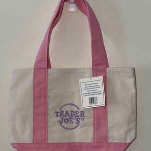 Trader Joe's Pink and Cream Canvas Tote Bag